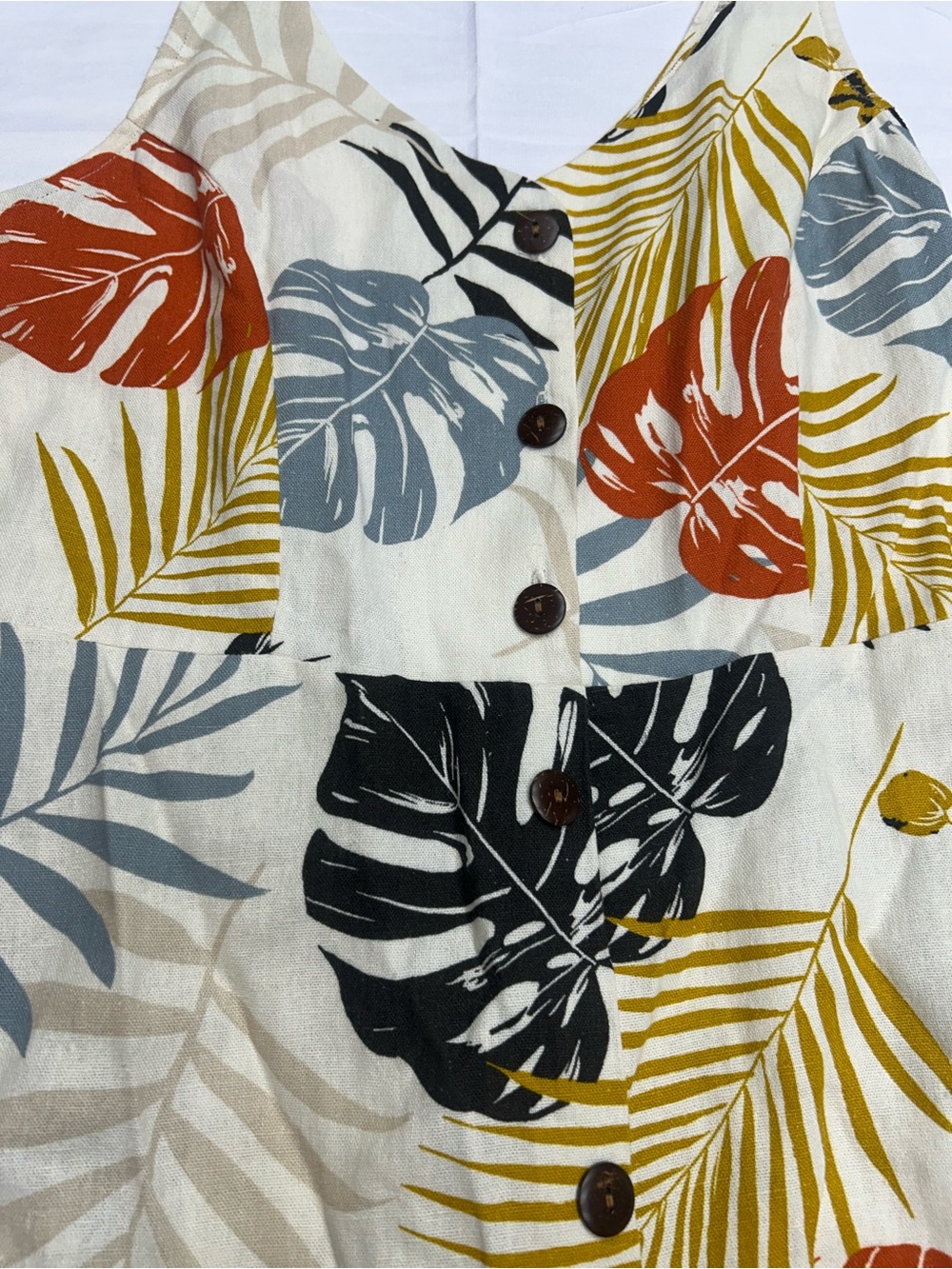 Monteau Los Angeles Tropical Linen Blend Button Front MIDI Dress Size M - Picture 4 of 5